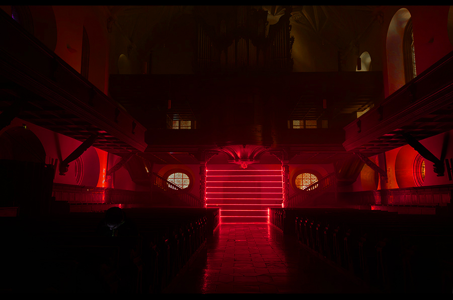 Photo of the barrier, shown in the installation No Barrier, an exhibition in the Trinity Church Regensburg (Germany)